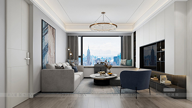 匯景花園海典閣現(xiàn)代風格102平裝修效果圖