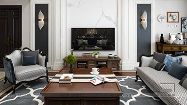 萬(wàn)科第五園芳草坊美式300平裝修效果圖